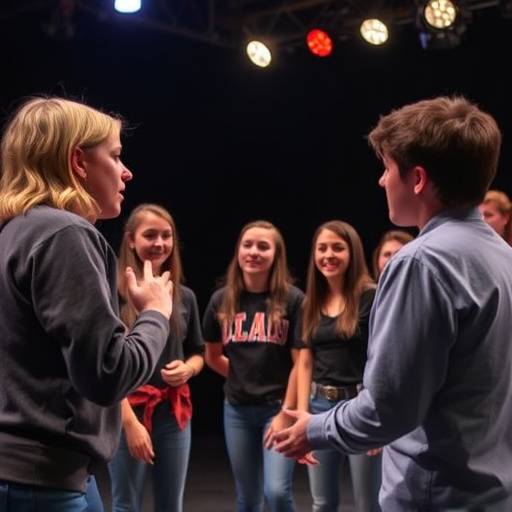 Studenten oefenen een dramatische scÃ¨ne